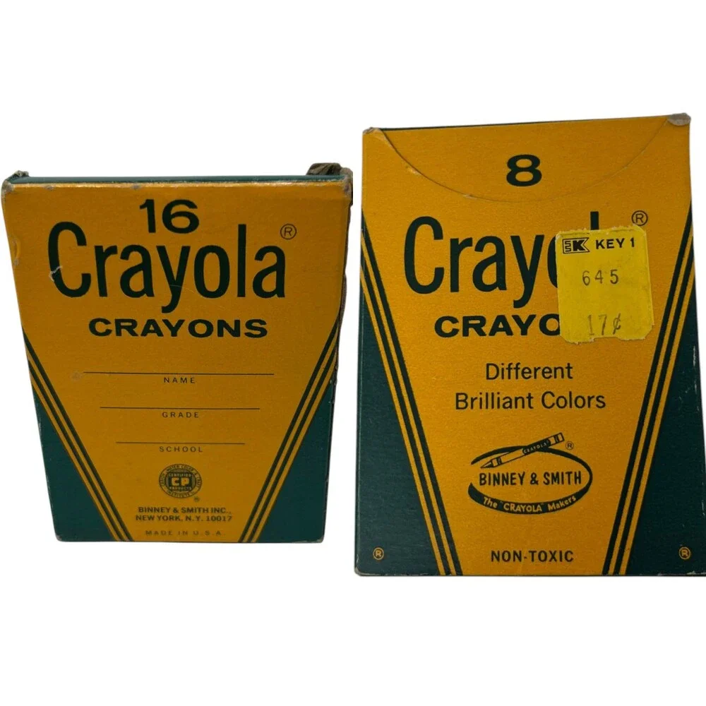 Crayola Crayons Vintage 8 Count and 16 Count Boxes Binney & Smith USA Art